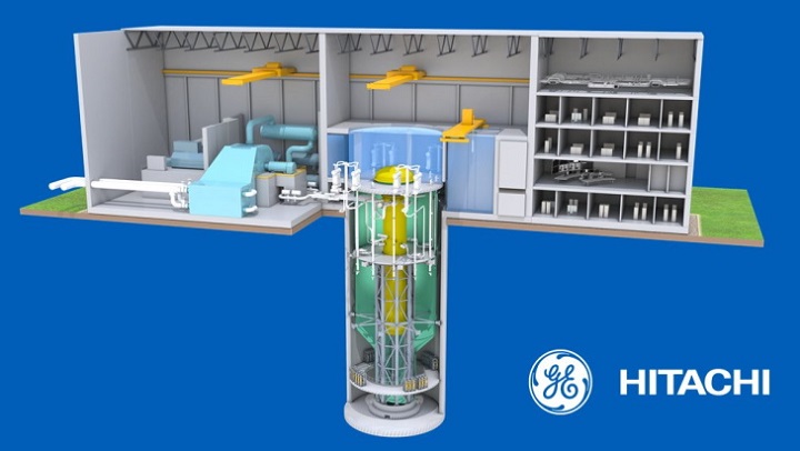 Model elektrowni z reaktorem BWRX-300 firmy GE Hitachi Nuclear